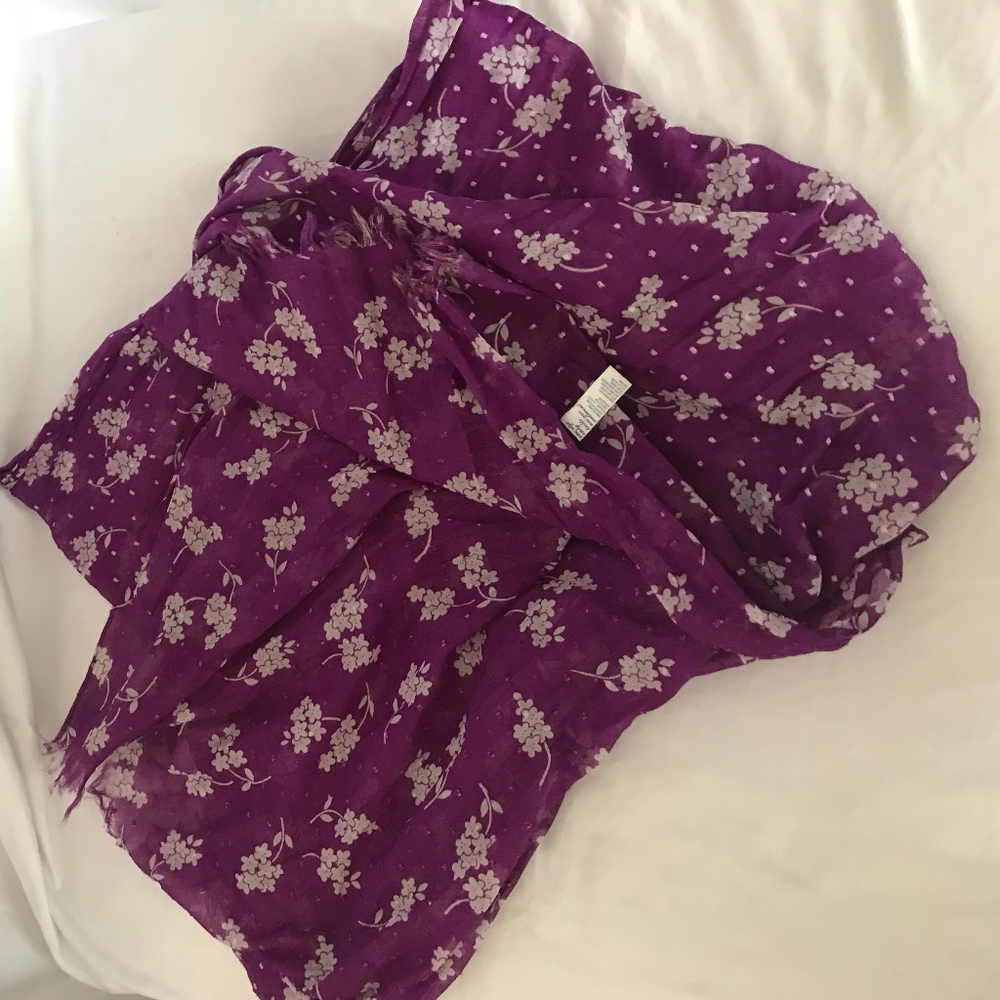 Floral Purple Scarf 100% Cotton